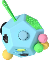 Fidget Dodecagon-12 Sided Fidget Toy Stress Relief Cube for Children and Adults, Silent Compact Classroom Gifts Stocking Stuffers for Teen Boys, Kids(B3 Blue Sky)