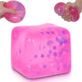 Snowflake Ice Cube Squishy Toy, Big Size 7cm Stress Relief Fidget Toys for Adults, Sensory Squishy Toys for Anxiety Relief and Focus, Soft Slow Rise Squeeze Toy for Stress (Pink)
