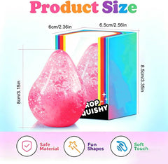 Dream Squishy Drop Fidget Toys Adults, Water Drop Squeeze Toy for Stress Relief, Slow Rising Squishies Sensory Toys with Autism, Malt Sugar Balls Gel Filled Party Favors - Pink