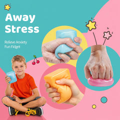 4 Pack Stress Cube Fidget Toys, 2" Slow Rising Sensory Squeeze Balls Filled with Thick Substance, High Density Ice Cube Stress Reliever for Adults Kids, Classroom Prizes Party Favors