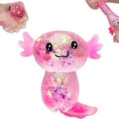 Axolotl Squishy Toy for Kids Ages 3+ & Adults, Slow Rising Sensory Fidget Toy, Cute Squeeze Toy for Party Favors, Classroom Rewards & Gifts(Pink)