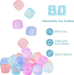80 Pack Color-changing Reusable Ice Cube for Drinks, Colorful Square Plastic ice Cubes Without Diluting BPA Free, Refreezable Ice Cubes for Coffee, Wine, Whiskey, Cocktails
