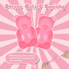 Bear Squishy Toy for Kids Ages 3+ & Adults, Slow Rising Gummy Bear Squeeze Toy, Soft High-Density Foam Sensory Bear for Desk, Classroom, Home & Office(Pink)