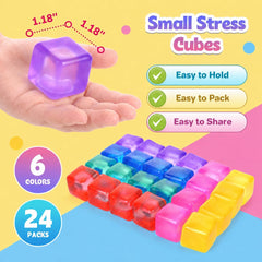 24 Pack Mini Stress Cubes for Kids: 1.18'' Soft Squeeze Toys with Storage Box, Slow Rising Sensory Fidget Toys for Classroom Prizes, Prize Box Toys, Party Favors