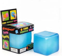 Premium Big Block Cube – Sensory Toy with a Super Solid Squish Nice Square Shape Anxiety Sensory Squishy Fidget Toy Ice Cube Slow Rise (Blue)