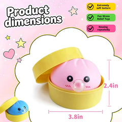 2Pack Dumpling Squishies Set with Steamer, New Bubble-Blowing Squishies, Stretchy Fidget Sensory Squeeze Toy for Adults & Teens, Cute Desk Gift(Blue+Pink)