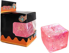 Premium Block Cube Squishy-Squishy Stress Cube,Slow Rise Fidget Cube Squishies Sensory Soft High Density Ice Squeeze Ball Fidget Toy Ice Cube Slow Rise (Pink)