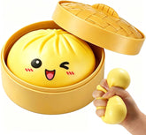 Dumpling Squishies, Fast Rebound Stress Ball Fidget Sensory Toy | Colorful Dumpling Squishy Set with Steamer, Fast Rebound Squeeze Toy, Soft Stretchy Desk Stress Relief Toy