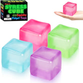 4 Pcs Stress Cube Glow in The Dark, Slow Rising Squishy Fidget Toys for Adults Teens Boys Girls Anxiety Relief Squeeze Stress Balls Sensory Toys for Kids with Autism Party Favors Gifts
