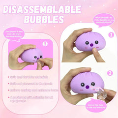 2Pack Dumpling Squishies Set with Steamer, New Bubble-Blowing Squishies, Stretchy Fidget Sensory Squeeze Toy for Adults & Teens