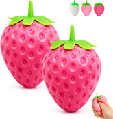 2pcs Squeezable Strawberry Toy,Color Changing Strawberry Squishy Toy, Sunlight Activated Pink Transformation Stress Ball,Squeezable Fruit Ball Realistic Strawberry Model Squishy(Pink)