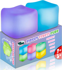 2Pcs Stress Cube Glow in The Dark,Fidgets for Teens,Adults, Kids,Super Solid Squishy Toy,Squeeze Toys,Ice Cube,High Density Squeeze Toys,Stocking Stuffers,Cool Things(Blue + Purple)
