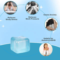 Ice Cube Squishy Toy 3.5cm (1.38") – Gel-Filled Slow Rising Squeeze Cube for Kids Ages 3+ & Adults, Mini Sensory Desk Toy for Classroom Rewards, Party Favors & Everyday Play (blue)