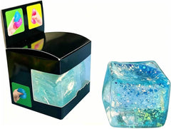 Premium Block Cube Squishy-Squishy Stress Cube,Slow Rise Fidget Cube Squishies Sensory Soft High Density Ice Squeeze Ball Fidget Toy Ice Cube Slow Rise (Blue)