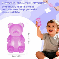 Gummy Bear Squishy Toy for Kids Ages 3+, Slow Rising Soft Foam Bear Squeeze Toy for Boys, Girls & Adults, Cute Sensory Bear Toy, Birthday & Valentine’s Day Gift(Purple)