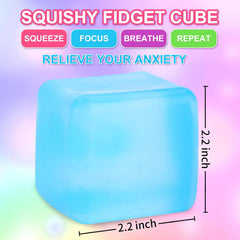 4 Pack Stress Cube Sensory Fidget Toys for Anxiety Stress Relief, Slow Rising Fidget Cube Squeeze Toys, Squishy Cube Filled with Thick Substance, Ice Cube Stress Balls for Adults Kids