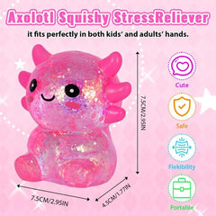 Axolotl Squishy Stress Toy – Cute Sitting Axolotl Fidget Toy Soft Squeeze Sensory Toy for Kids & Adults, Anxiety Relief Desk Toy, Party Favor (Pink)