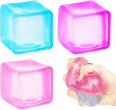 3Pack Ice Cube Stress Ball,Small Cube Fidget Toys,Squishy Cube for Anxiety Relief Stress Reliever,Stress Relief Toys for Adults Kids Children Teens