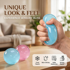 Coconut Oil Squishy, Coconut Oil Stress Ball – Super Soft, Handmade Slow Rising Fidget Squeeze Toy for Stress Relief, Squeeze the Stress Away (Blue+Pink)