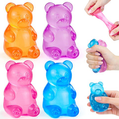 4Pcs Gummy Bear Squishy,Stress Bear Taba Squishy Toys,Slow Rising Stress Relief Squeeze Toys,Cute Fidget Toys for Kids Adults,Party Favors & Gifts