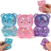 3 Pack Glitter Bear Stress Ball Squishy, Bear Sensory Stress Balls,Stress Relief Toy for Relaxing,Adorable Squishy Bears Stress Toys for Daily Relaxation, for Squishy Lovers
