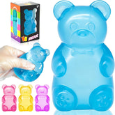 Bear Squishy Toy, Slow Rising Stress Relief Sugar Squeeze Toys for Kids & Adults, High Density Sensory Stress Balls, Stocking Stuffers, Birthday Party Favors, Anxiety Relief Toys for Boys Girls (Blue)