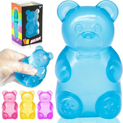 Bear Squishy Toy, Slow Rising Stress Relief Sugar Squeeze Toys for Kids & Adults, High Density Sensory Stress Balls, Stocking Stuffers, Birthday Party Favors, Anxiety Relief Toys for Boys Girls (Blue)