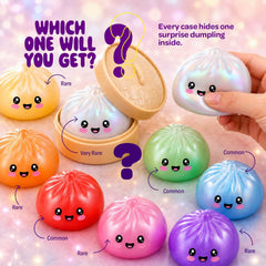 Glitter Dumpling Squishy Mystery Box - UV Color-Changing - Squishies Squeeze Toys - Squishys Big Dumplings Fidget Stress Sensory Toys - Gifts for Kids, Teens, Girls, Boys - Desk Toy