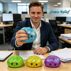 Anditoy Dumpling Stress Balls Glitter Squishy Toys Giant Squishy Mystery Box Squeeze Toys for Adults Stress Relief Desk Toys Kids Party Favors Birthday Gifts (Blue)
