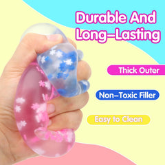 Fidget Toy Stress Cube- 4 Pack Sensory Squeeze Toys, Slow Rising Squishy Cube Filled with Thick Substance and Snowflakes Crafts, Anxiety Stress Relief Calming Tool for Adults and Kids