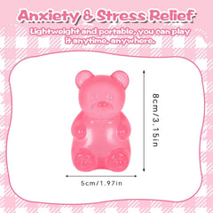 Bear Squishy Toy for Kids Ages 3+ & Adults, Slow Rising Gummy Bear Squeeze Toy, Soft High-Density Foam Sensory Bear for Desk, Classroom, Home & Office(Pink)