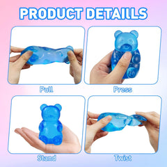 Gummy Bear Squishy, Stress Bear Taba Squishy, Taba Squishy Toys for Kids, Stress Balls Valentines Day Gifts Birthday Gifts Party Favors-Blue