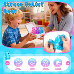 3 Pcs Easter Cute Gummy Bear Stress Relief Stress Ball, Slow Rising Squishy Squeeze Anxiety Relief & Focus Toy, Sensory Fidget Toys for Adults, Teens, Autistic ,ADHD, Classroom Prize,Party Favors