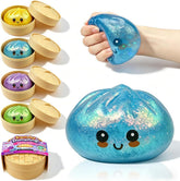 Anditoy Dumpling Stress Balls Glitter Squishy Toys Giant Squishy Mystery Box Squeeze Toys for Adults Stress Relief Desk Toys Kids Party Favors Birthday Gifts (Blue)