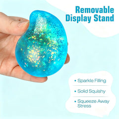 Fidget Toys Squishy Drop: 3 Pack Sensory Squeeze Toy with Glitter, High Density Super Solid Malt Sugar Filled, Stress Anxiety Relief Item for Kids Adults, Quiet Fidget Ice Drop