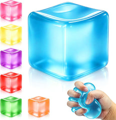 Squishy Ice Cube Stress Balls, Slow Rising Stress Relief Toy, Squeeze Ball Fidget Toys for Adults Teens Boys Girls, Sensory Toys for Kids with Autism, Party Favors Gifts (Blue)