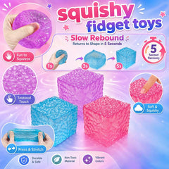 Nice Cube Squishy Toy, Sensory Fidget for Anxiety Stress Relief | Non-Sticky,Pocket Size,No Odor, Washable, Easy to Clean, Fun for Kids Teens Adults, Satisfying to Squeeze ,Tear-Resistant