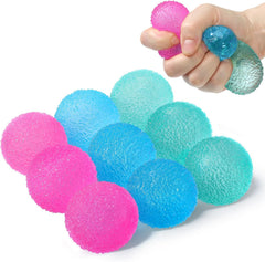 Textured Mini Stress Balls: 9 Pack High Density Solid Squishy Toys, 1.6" Small Sensory Fidget for Kids Adults, Quiet Anxiety Relief Item for Classroom, Malt Sugar Filled, Prizes for Students