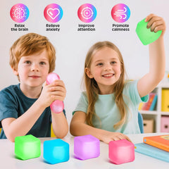 4 Pack Stress Cube, Slow Rising Ice Cube Stress Balls for Adults Kids, Sensory Fidget Toy for Anxiety Relief, Square Shape Squishy Balls for Classroom Prizes, Cube Squishy for Party Favors
