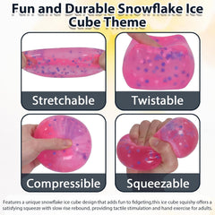 Snowflake Ice Cube Squishy Toy, Big Size 7cm Stress Relief Fidget Toys for Adults, Sensory Squishy Toys for Anxiety Relief and Focus, Soft Slow Rise Squeeze Toy for Stress (Pink)