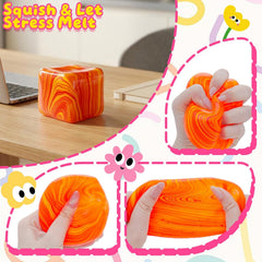 Slow Rising Stress Cube , Dough Stress Balls Soft Fidget Squishy Toys for Anxiety Relief, Pull Stretch Classroom Prize Party Favors Toys for Kids