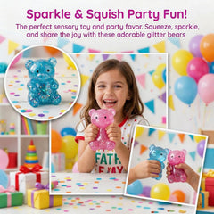 3 Pack Glitter Bear Stress Ball Squishy, Bear Sensory Stress Balls,Stress Relief Toy for Relaxing,Adorable Squishy Bears Stress Toys for Daily Relaxation, for Squishy Lovers