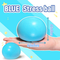 4 Inch Giant Squeeze Stress Balls for Kids and Adults - Jumbo Squishy Dough Ball, Squishy Sensory Toys for Kids Party Favors, Goodie Bag Stuffers, Squeeze Stress Toys for Anxiety Relief (Blue)