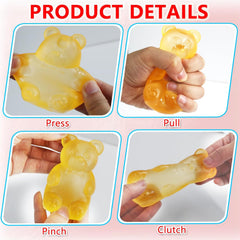 5PCS Gummy Bear Stress Toys |Sugar Filled Bear Squishy Toys|Gel Ultra Squishies High Density Squeeze Balls |Classroom Prize Party Favors Toys Tall 3.5 Inches Colors May Vary
