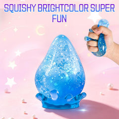 Dreamy Water Drop Slow-Rebound Sensory Stress Ball, Contains Maltose, Suitable for Adults, High-Intensity Flashing Water Droplet Squeezing Toy, Relieves Anxiety, Office Desk Ornament, Blue