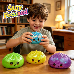 Anditoy Dumpling Stress Balls Glitter Squishy Toys Giant Squishy Mystery Box Squeeze Toys for Adults Stress Relief Desk Toys Kids Party Favors Birthday Gifts (Blue)