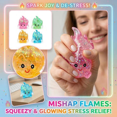 TREBIN Squid Water Drop Squishy Stress Ball, Slow Rising Malt Sugar Fidget Toy, High Resilience Sensory Toy for ADHD Autism, Sparkly Jellyfish Design Droplet Squeeze Toy for Focus (Random Flame Shape)