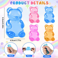 Stress Bear Squishy Balls, Bear Squishy Stress Relief Squeeze Balls, Gummy Bear Squishy for Valentines Day Gifts Birthday Gifts Party Favors (Blue + Pink)