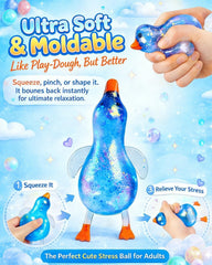Cute Duck Sugar Squishy Stress Ball, Ultra Soft Slow Rise Sensory Fidget Toy, Stretchy Anxiety Relief Squeeze Ball for Adults, Moldable Decompression Dough Stress Balls, Easter Gift(Yellow)