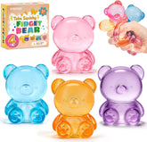 VISCOO 4 Pack Stress Bear Squishy Ball, Sugar Filled Gummy Bear Toys, Taba Squishy Toys for Kids Stress Relief, High Density Stress Balls for Calming - Soft Squeeze Balls Party Favors Birthday Gifts